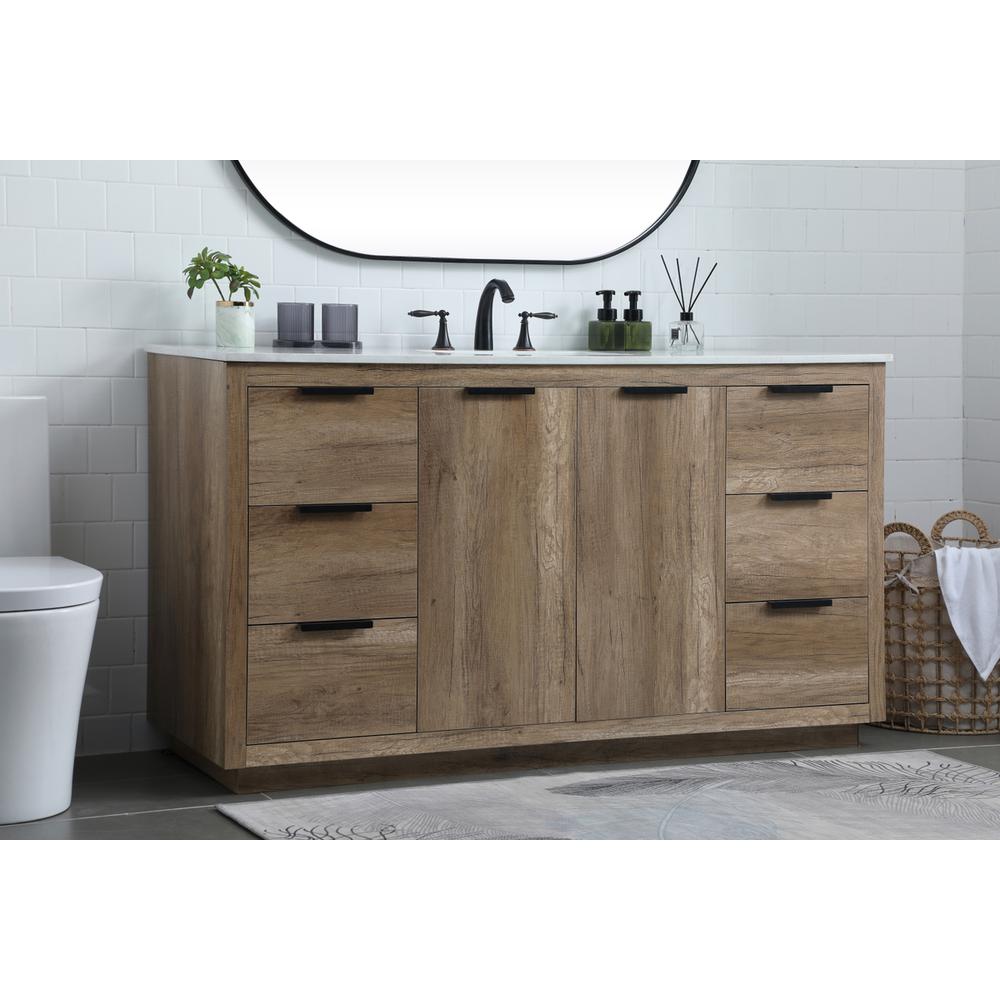 60 Inch SIngle Bathroom Vanity In Natural Oak. Picture 2