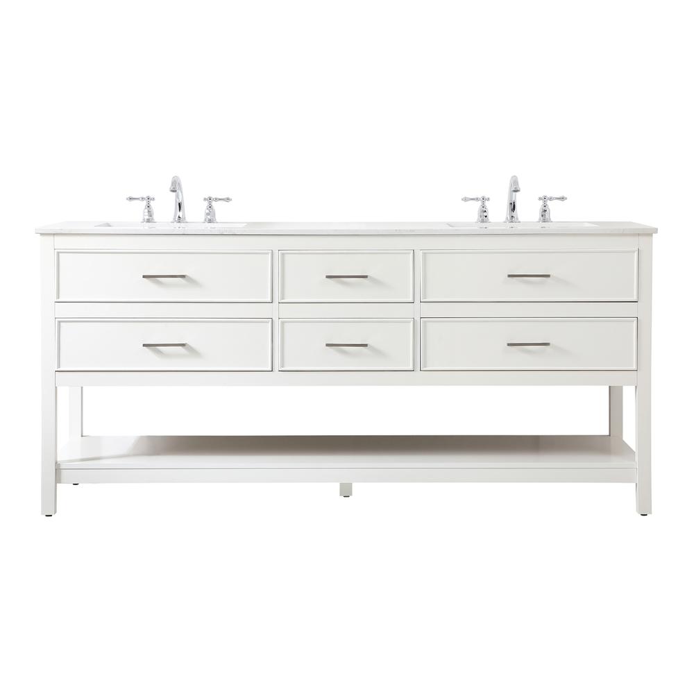 72 inch double bathroom vanity in white. Picture 1