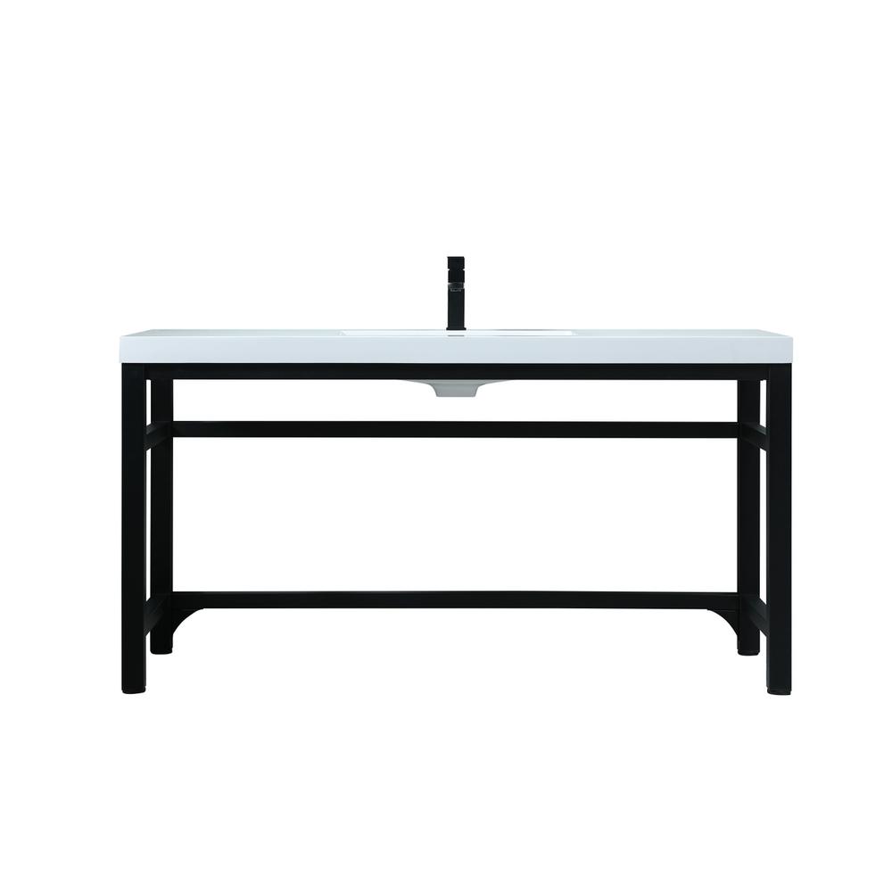 60 Inch ADA Compliant SIngle Bathroom Metal Vanity In Black. Picture 1