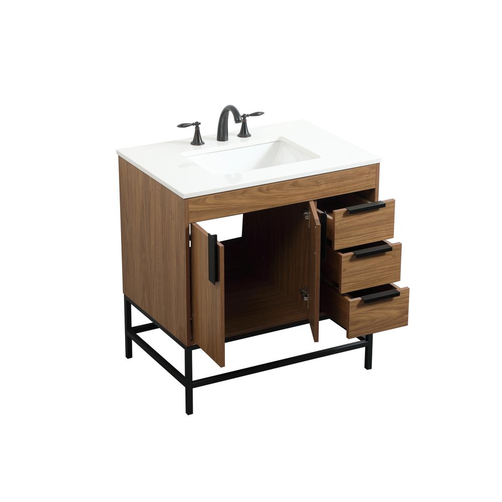 32 inch Single bathroom vanity in walnut brown. Picture 9