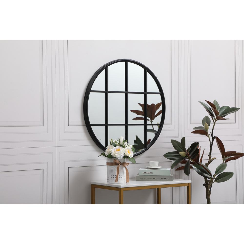 Metal windowpane mirror 28 inch x 28 inch in Black. Picture 2