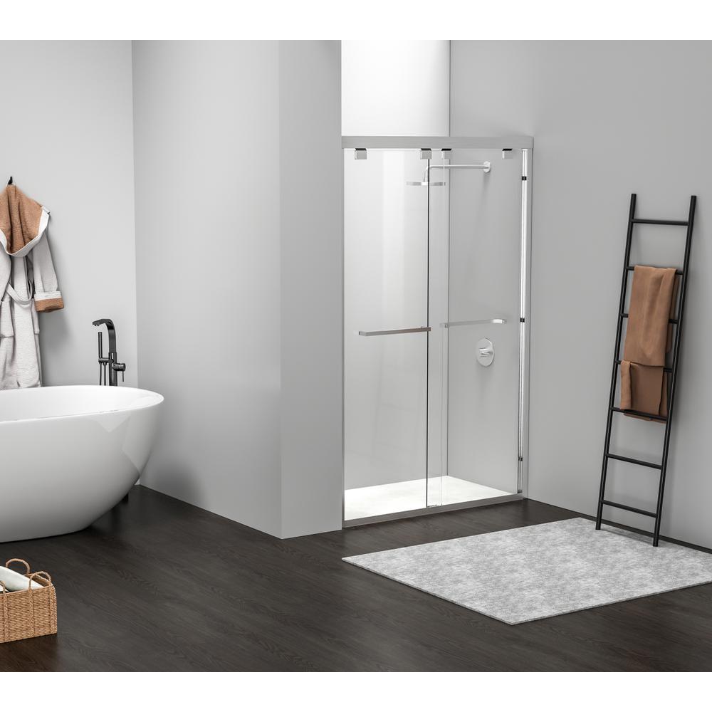 Semi-frameless shower door 48 x 76 Brushed Nickel. Picture 11