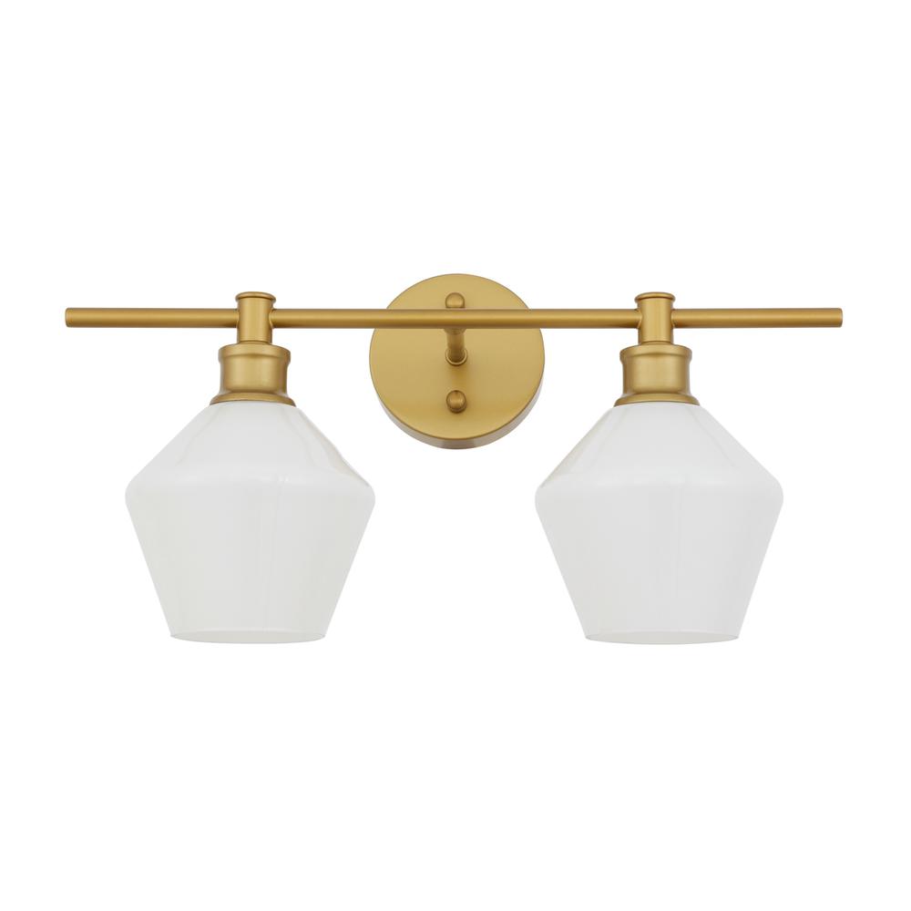 Gene 2 light Brass and Frosted white glass Wall sconce. Picture 12