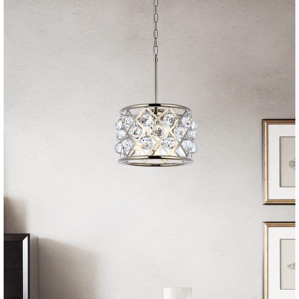 Madison 3 light polished Nickel Pendant Clear Royal Cut Crystal. Picture 8