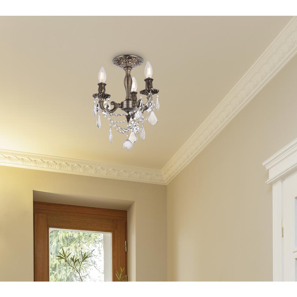 Rosalia 3 light Pewter Flush Mount Clear Royal Cut Crystal. Picture 8