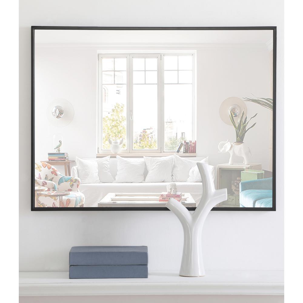 Metal frame Rectangle Mirror 24 inch Black finish. Picture 6