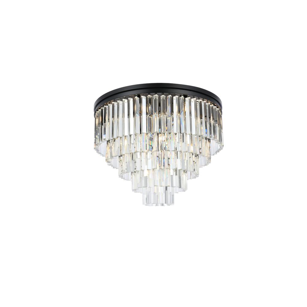 Sydney 17 light Matte Black Flush Mount Clear Royal Cut Crystal. Picture 2