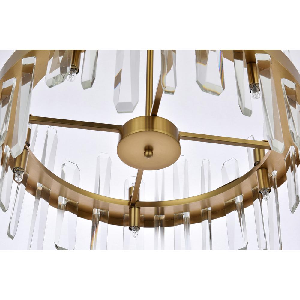 Serena 20 inch crystal round pendant in satin gold. Picture 4
