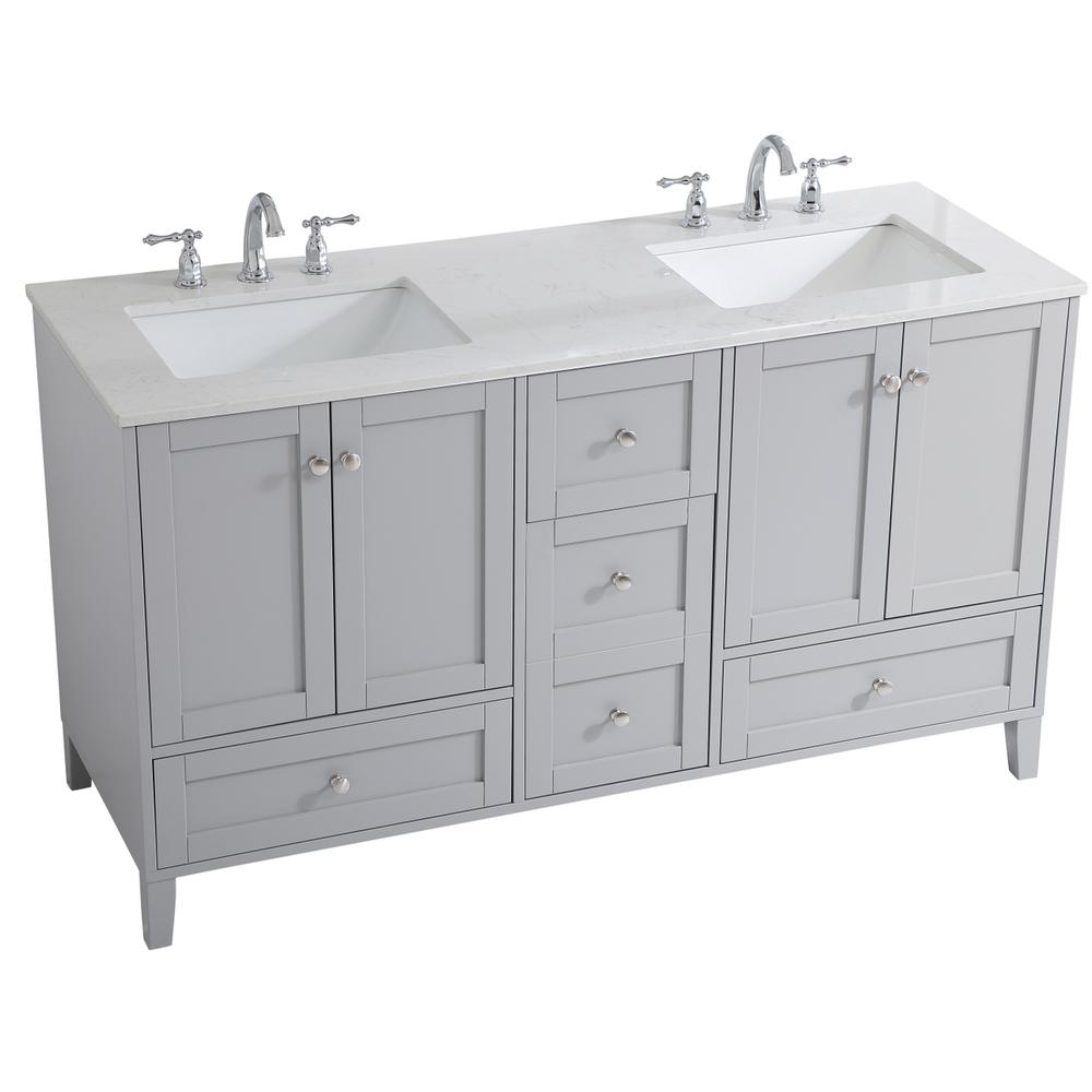 60 inch Double Bathroom Vanity in Grey. Picture 8