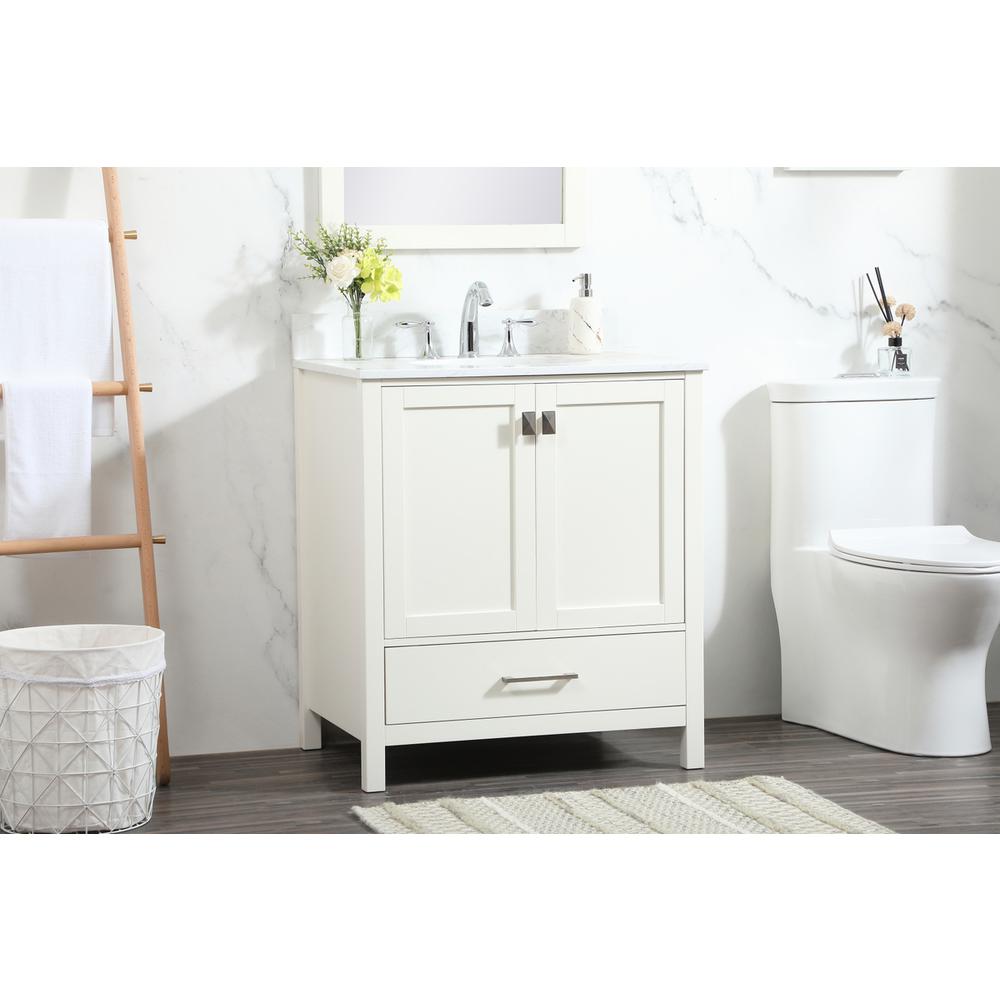 30 inch Single bathroom vanity in white with backsplash. Picture 2