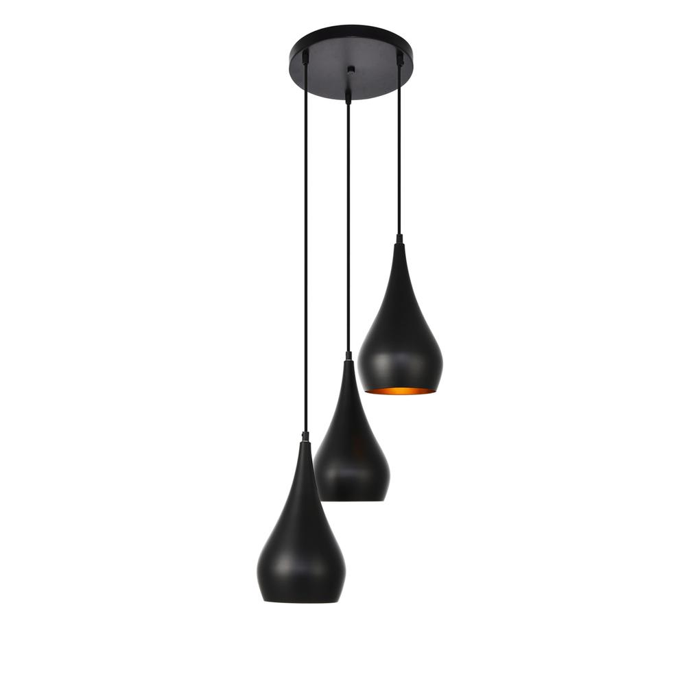 Nora Collection Pendant D14.5in H11.5in Lt:3 Black finish. Picture 2