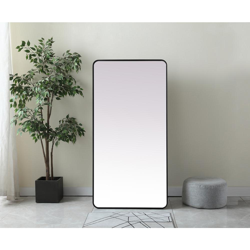 Soft Corner Metal Rectangle Full Length Mirror 30x60 Inch in Black. Picture 11