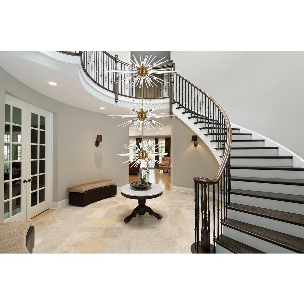 Sienna 46 inch three tiers crystal starburst chandelier in satin gold. Picture 10