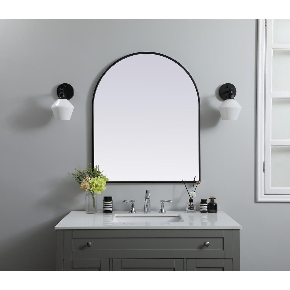 Metal Frame Arch Mirror 30x36 Inch in Black. Picture 9
