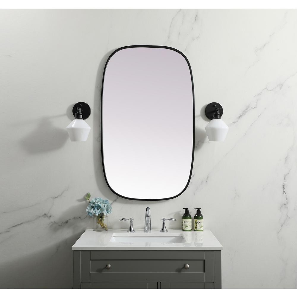 Metal Frame Oval Mirror 24x40 Inch in Black. Picture 11