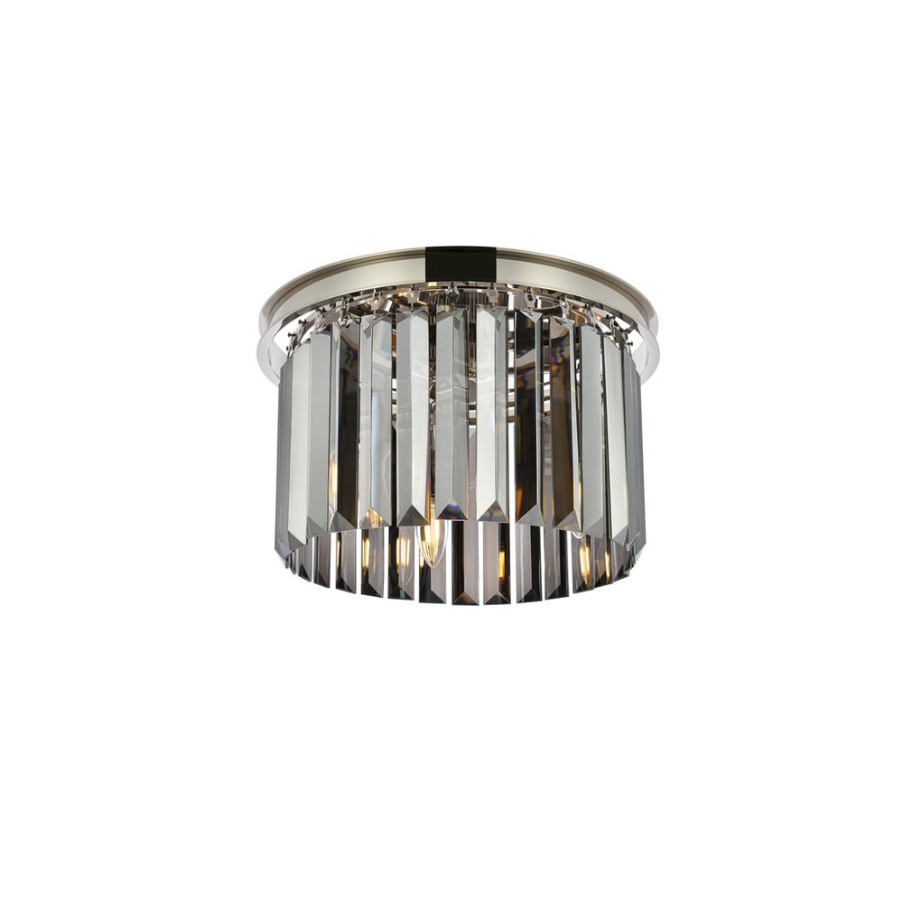 Sydney 3 light polished nickel Flush Mount Silver Shade (Grey) Royal Cut Crystal. Picture 2