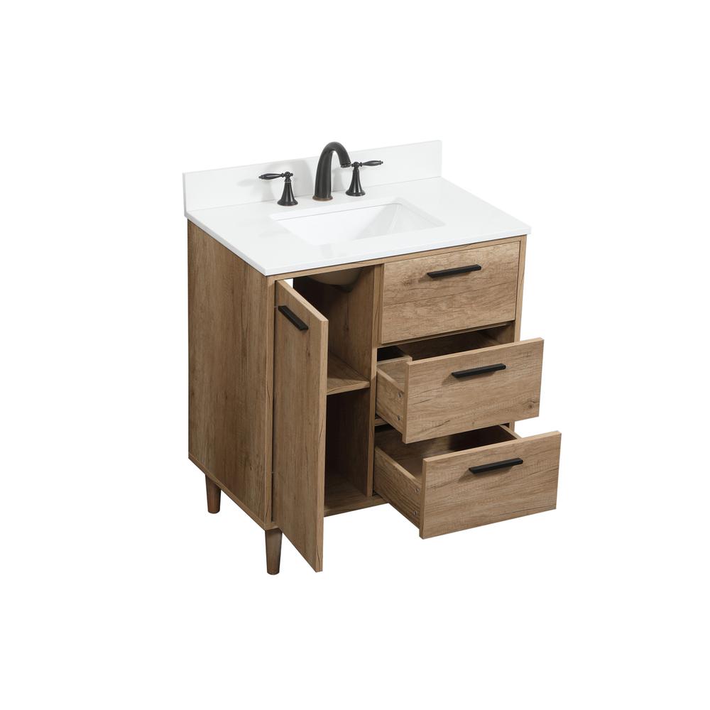 30 inch Single bathroom vanity in natural oak with backsplash. Picture 9