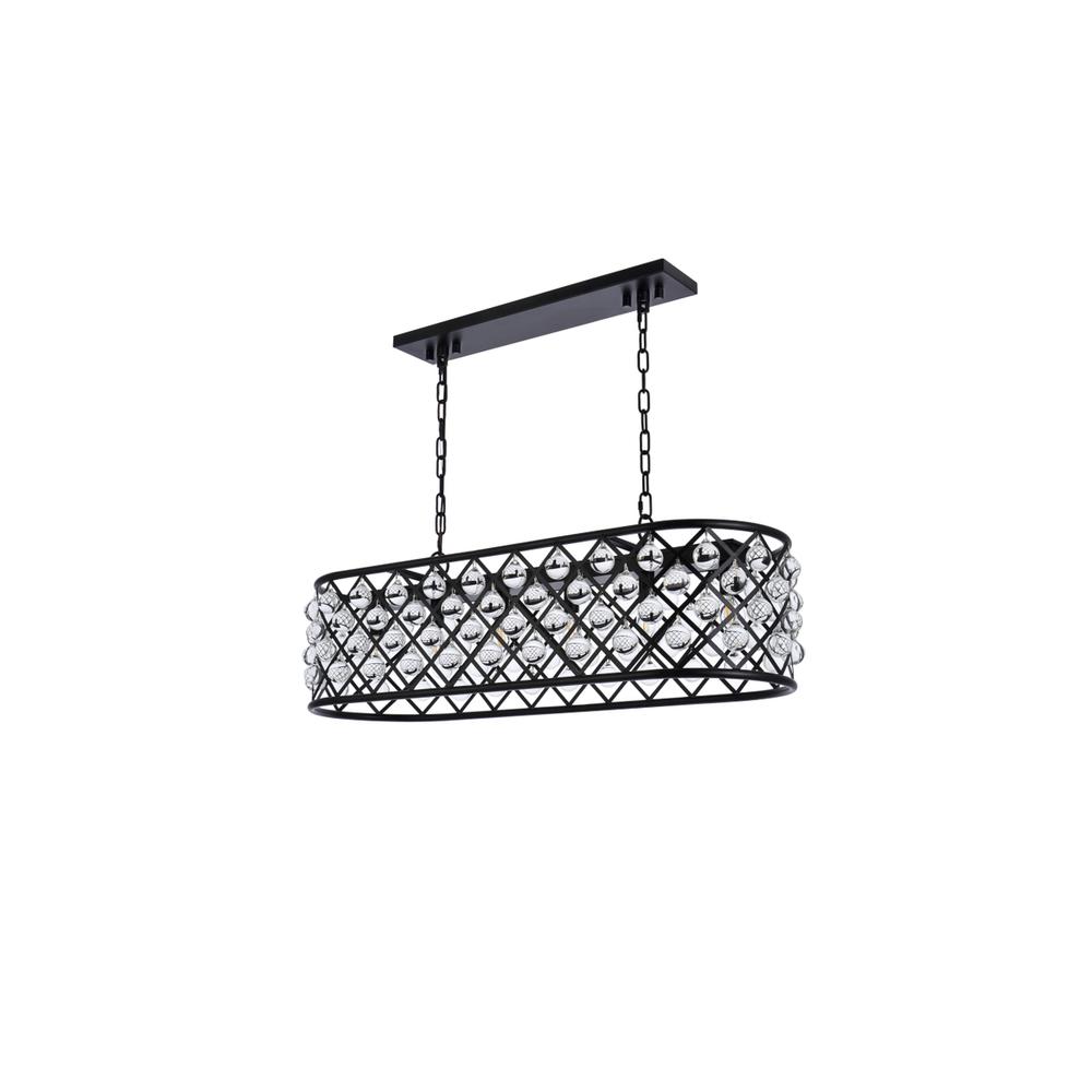 Madison 6 light Matte Black Chandelier Clear Royal Cut Crystal. Picture 6
