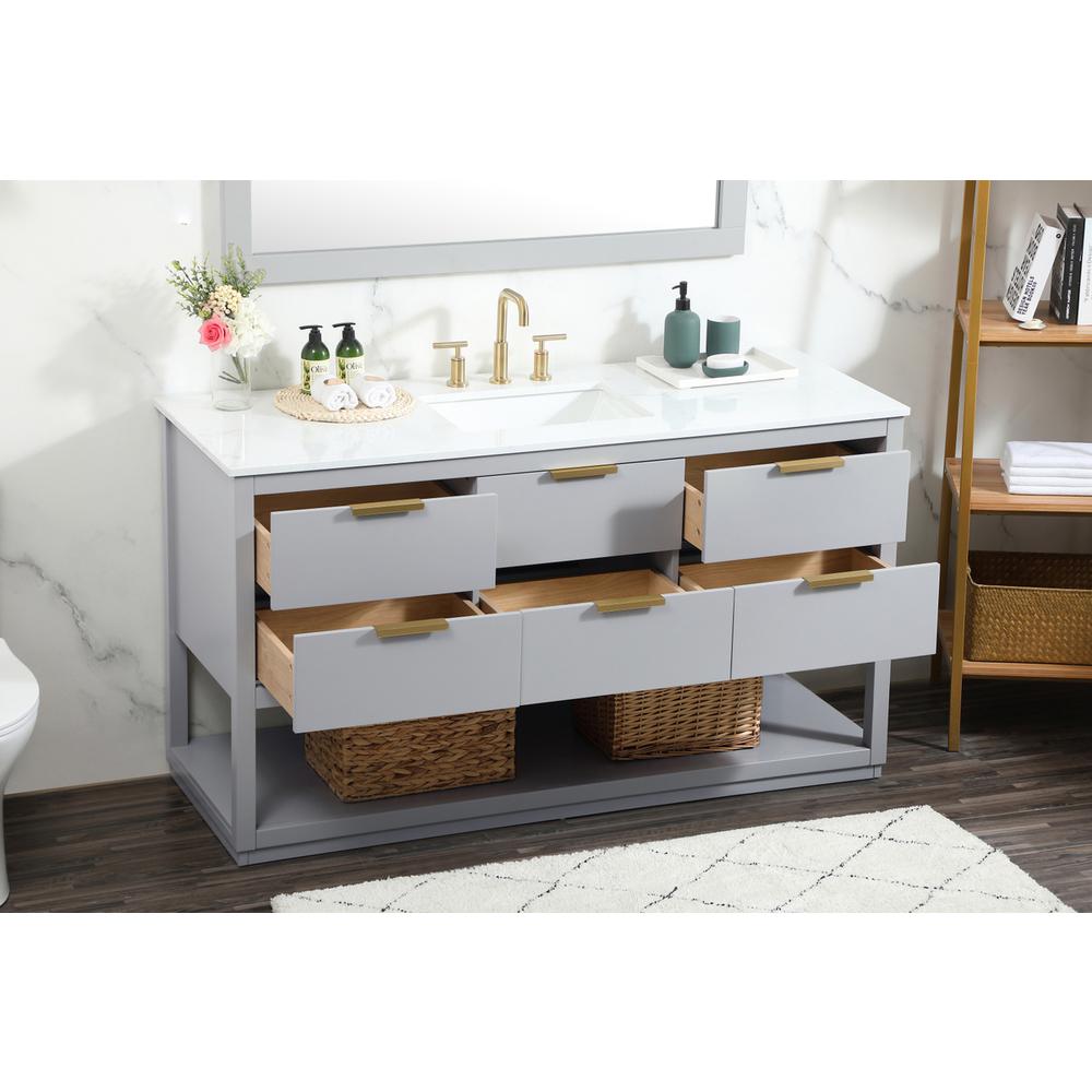 60 inch Single bathroom vanity in grey. Picture 3
