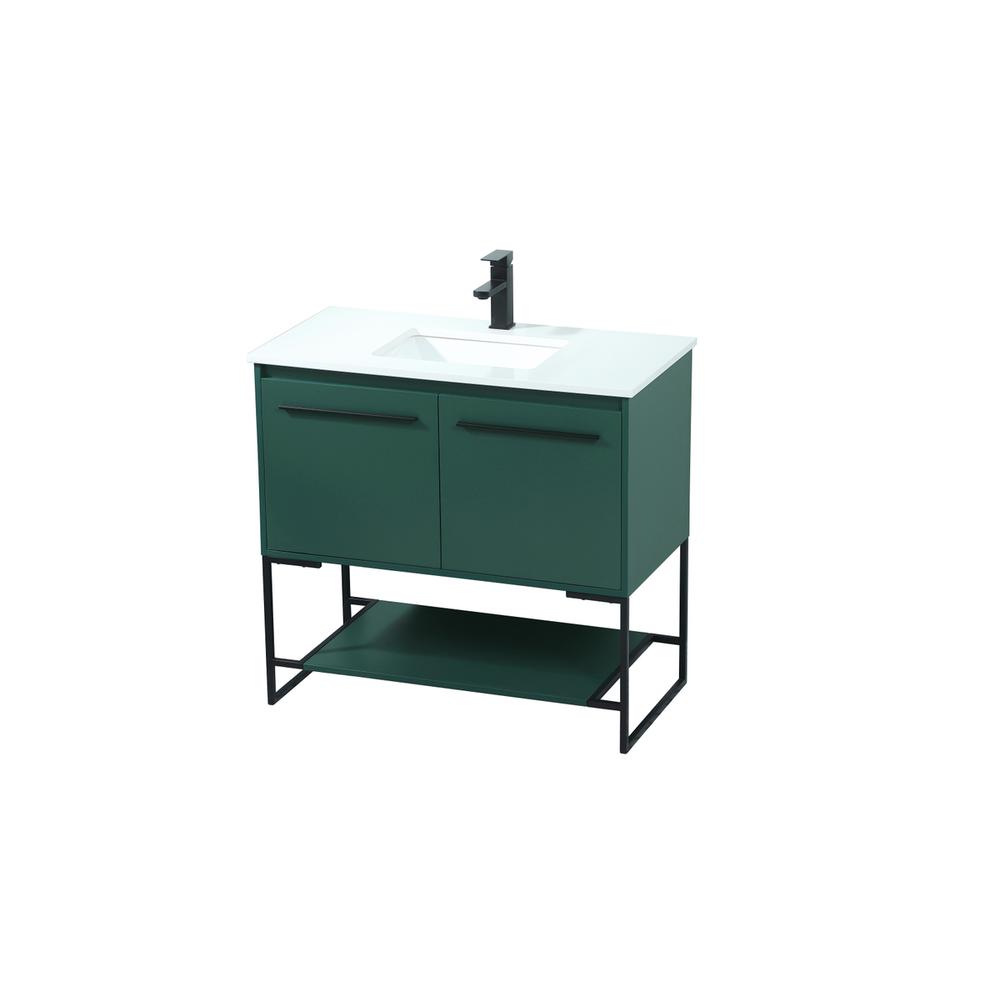 36 inch Single bathroom vanity in green. Picture 8