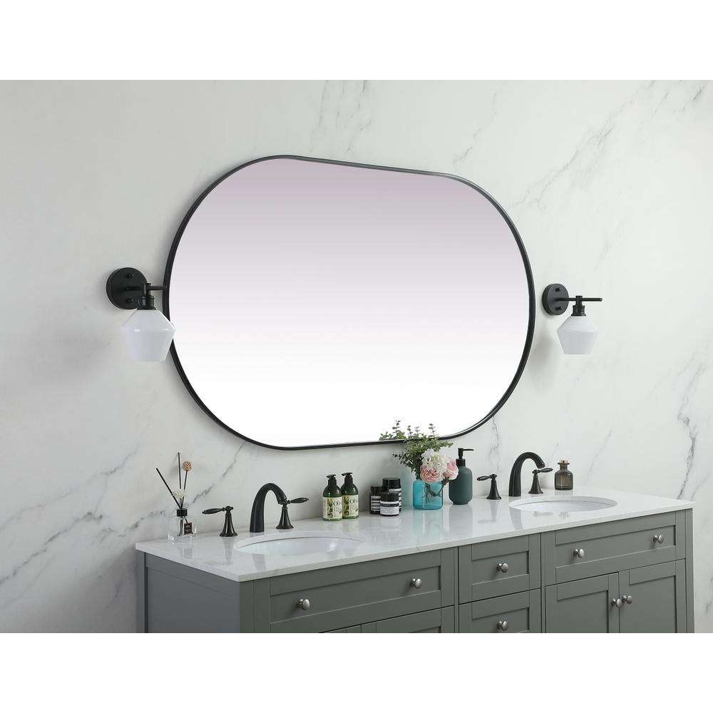 Metal Frame Oval Mirror 36x60 Inch in Black. Picture 2