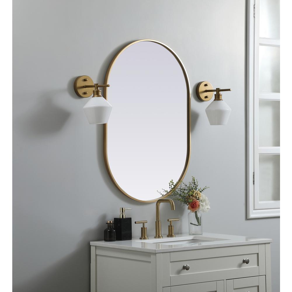Metal Frame Oval Mirror 24x36 Inch in Brass. Picture 2