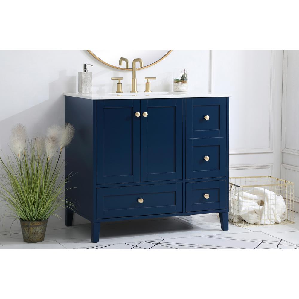 36 inch Single Bathroom Vanity in Blue. Picture 2
