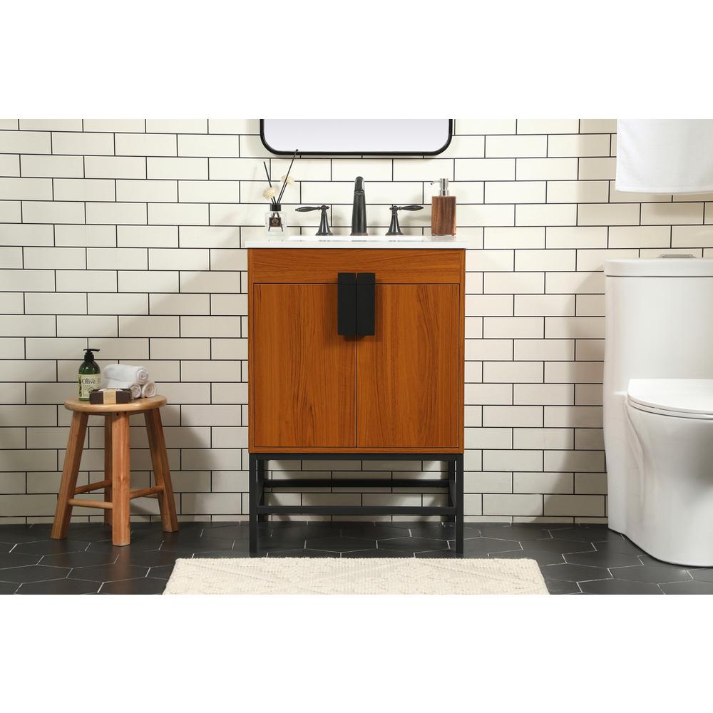24 inch Single bathroom vanity in teak. Picture 14