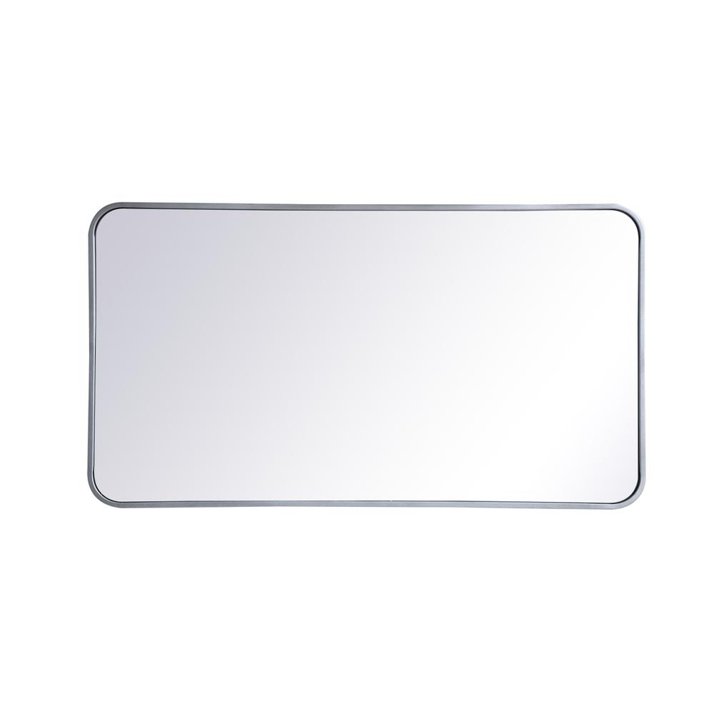 Soft corner metal rectangular mirror 22x40 inch in Silver. Picture 1