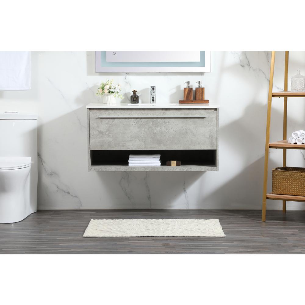 40 inch Single bathroom vanity in concrete grey. Picture 14