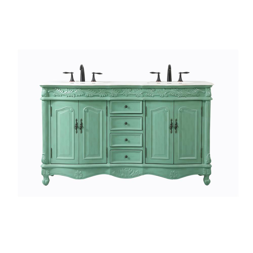 60 inch double bathroom vanity in vintage mint. Picture 1