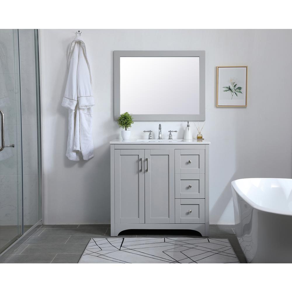 Aqua rectangle vanity mirror 27 inch in Grey. Picture 3