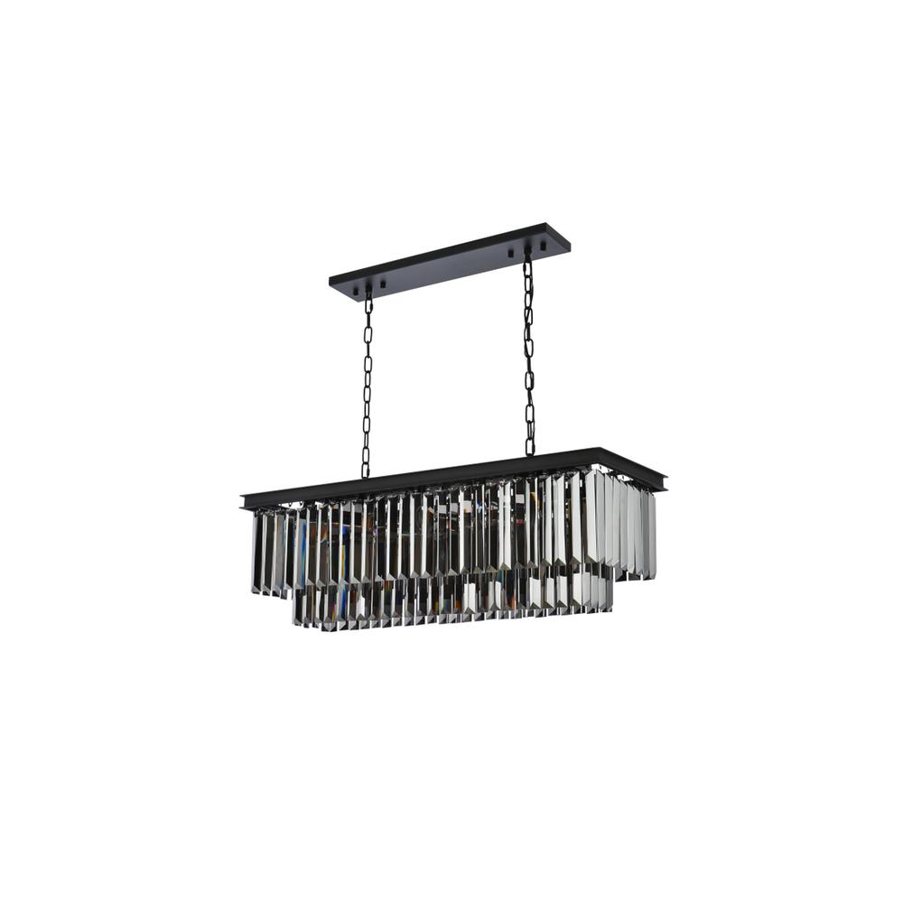Sydney 12 light Matte Black Chandelier Silver Shade (Grey) Royal Cut Crystal. Picture 6