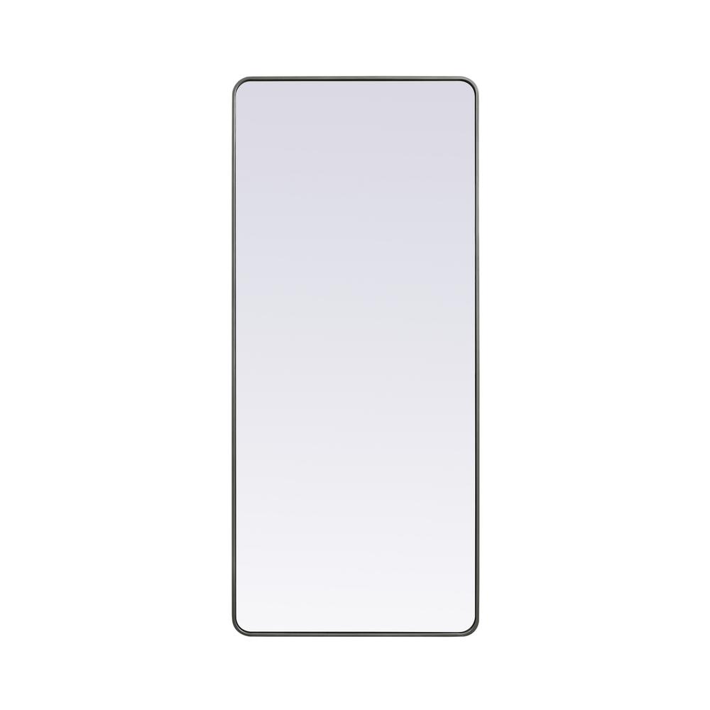 Soft Corner Metal Rectangle Mirror 32x72 Inch in Silver. Picture 1
