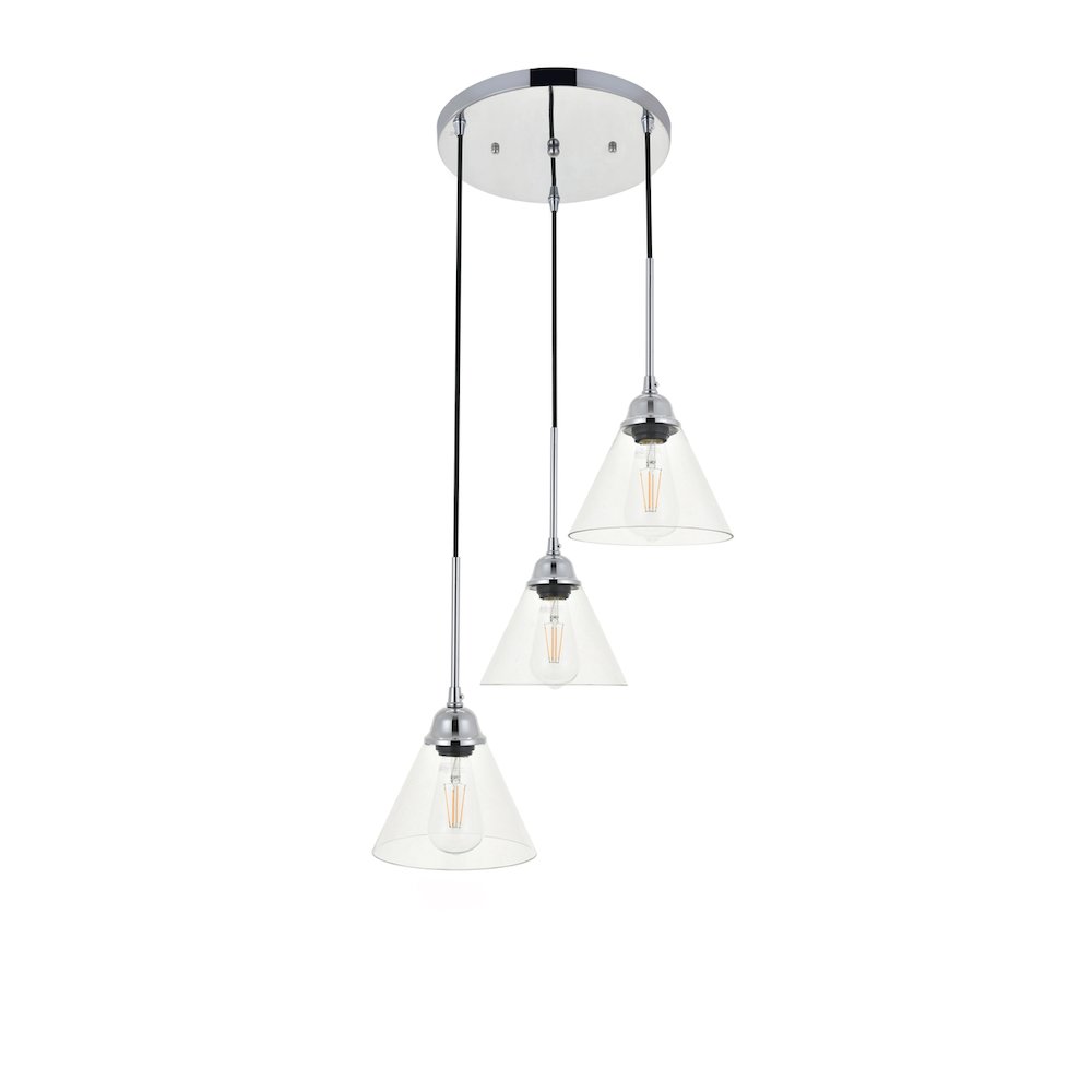 Histoire 3 Light Chrome Pendant. Picture 3