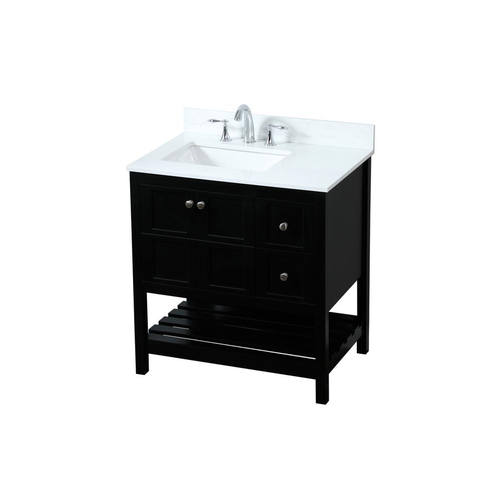 32 inch Single bathroom vanity in black with backsplash. Picture 8