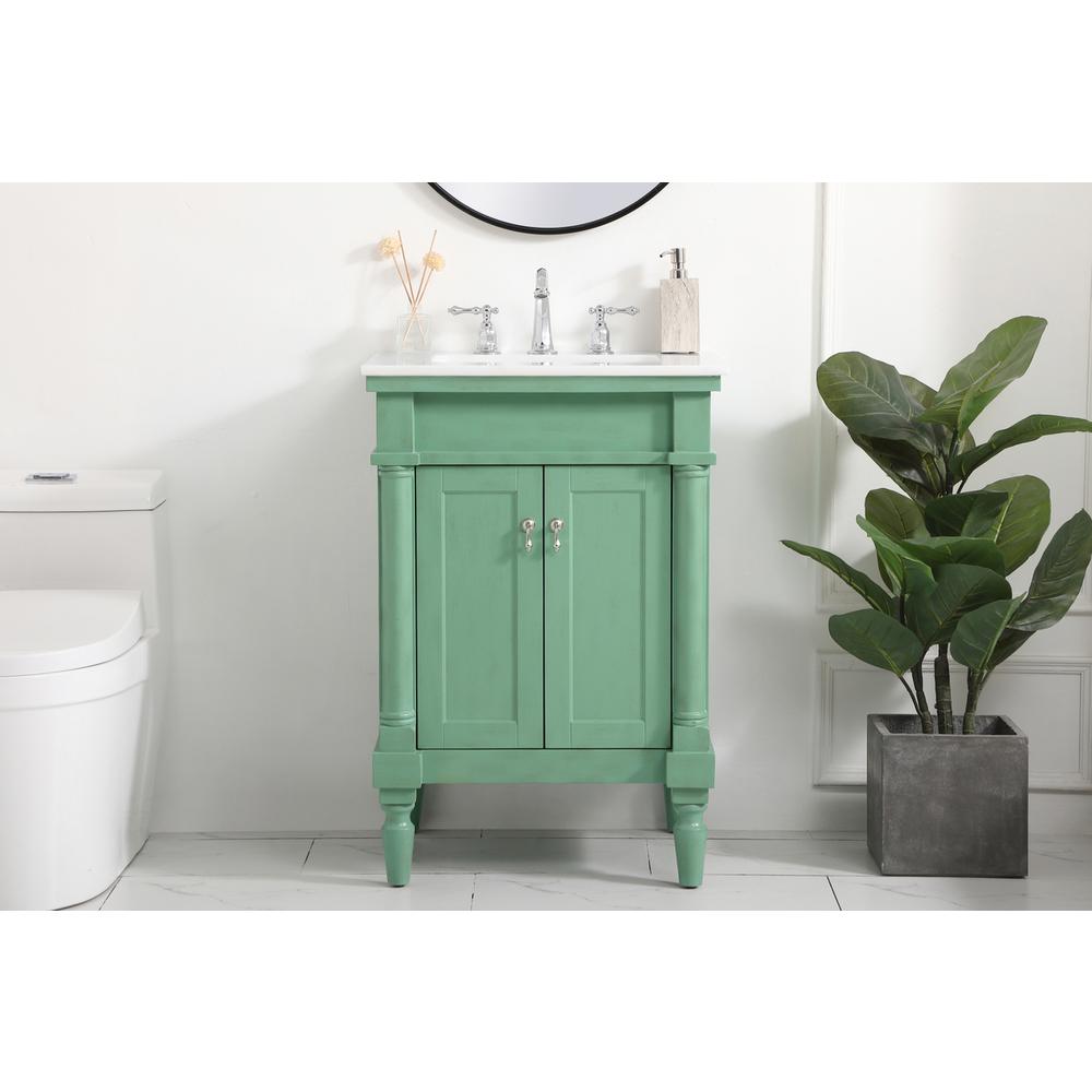 24 inch Single Bathroom vanity in vintage mint. Picture 14