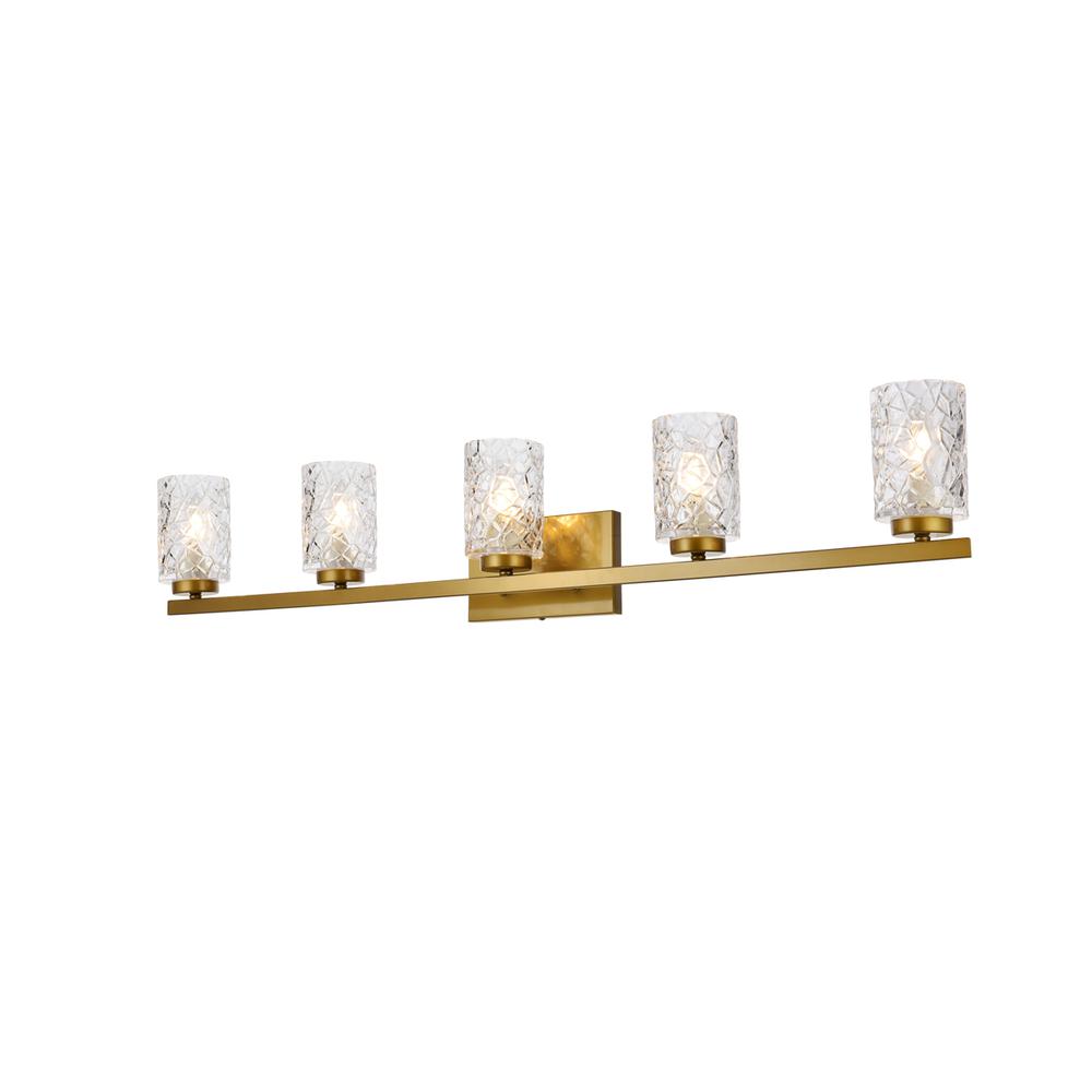 Cassie 5 lights bath sconce in brass with clear shade. Picture 2