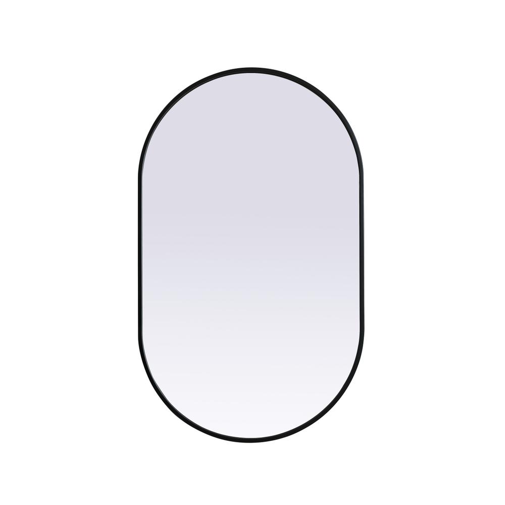 Metal Frame Oval Mirror 24x40 Inch in Black. Picture 1