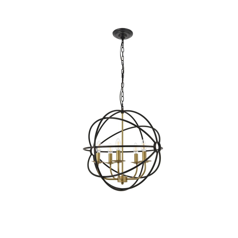Octavia 5 light Brass and Dark Brown Pendant. Picture 2
