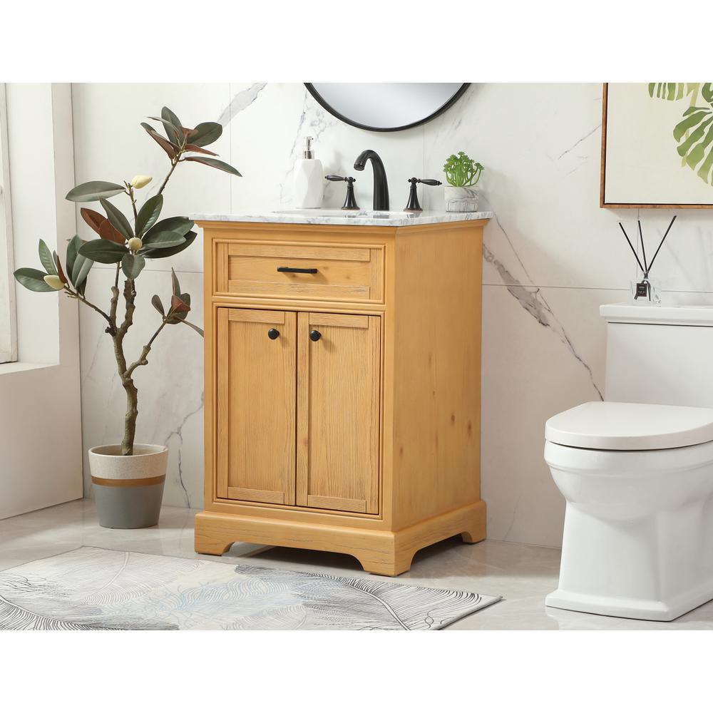 24 inch Single bathroom vanity in natural wood. Picture 2