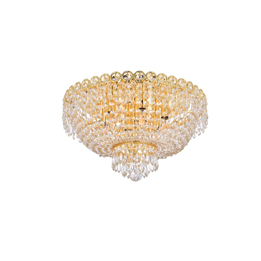 Century 6 light Gold Flush Mount Clear Royal Cut Crystal. Picture 6