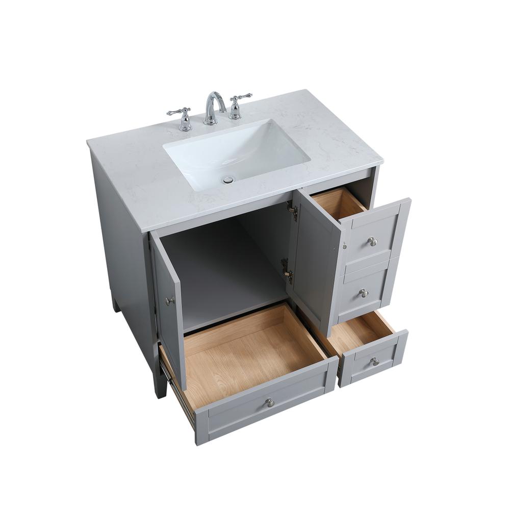 36 inch Single Bathroom Vanity in Grey. Picture 9