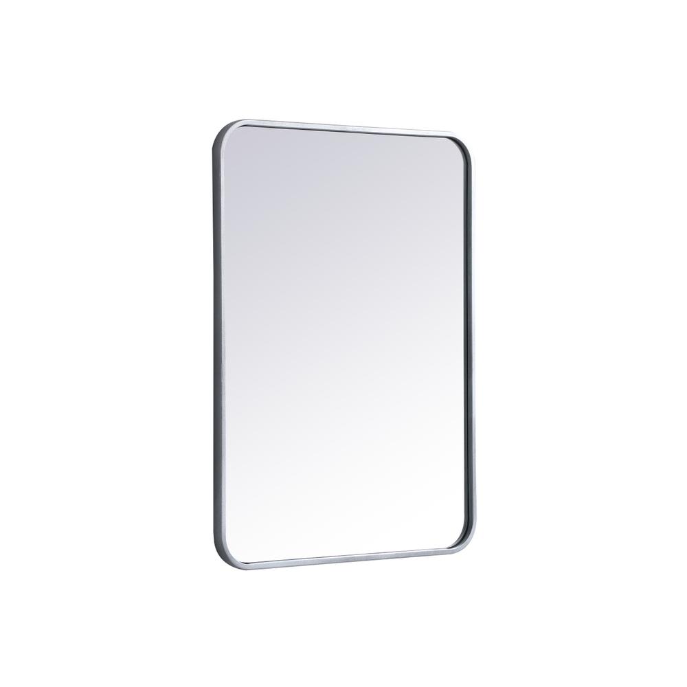 Soft corner metal rectangular mirror 22x30 inch in Silver. Picture 5