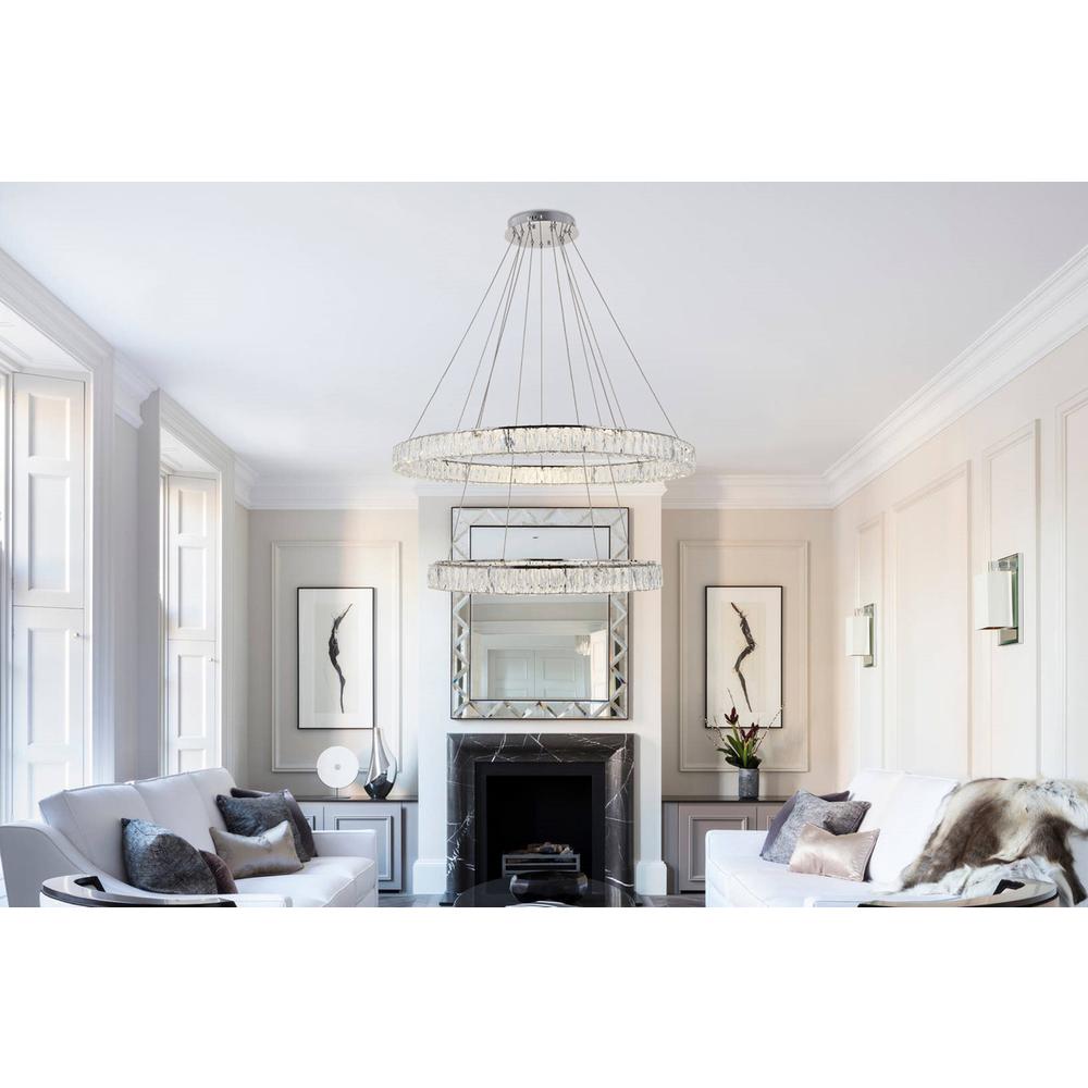 Monroe Integrated LED light Chrome Chandelier Clear Royal Cut Crystal. Picture 7