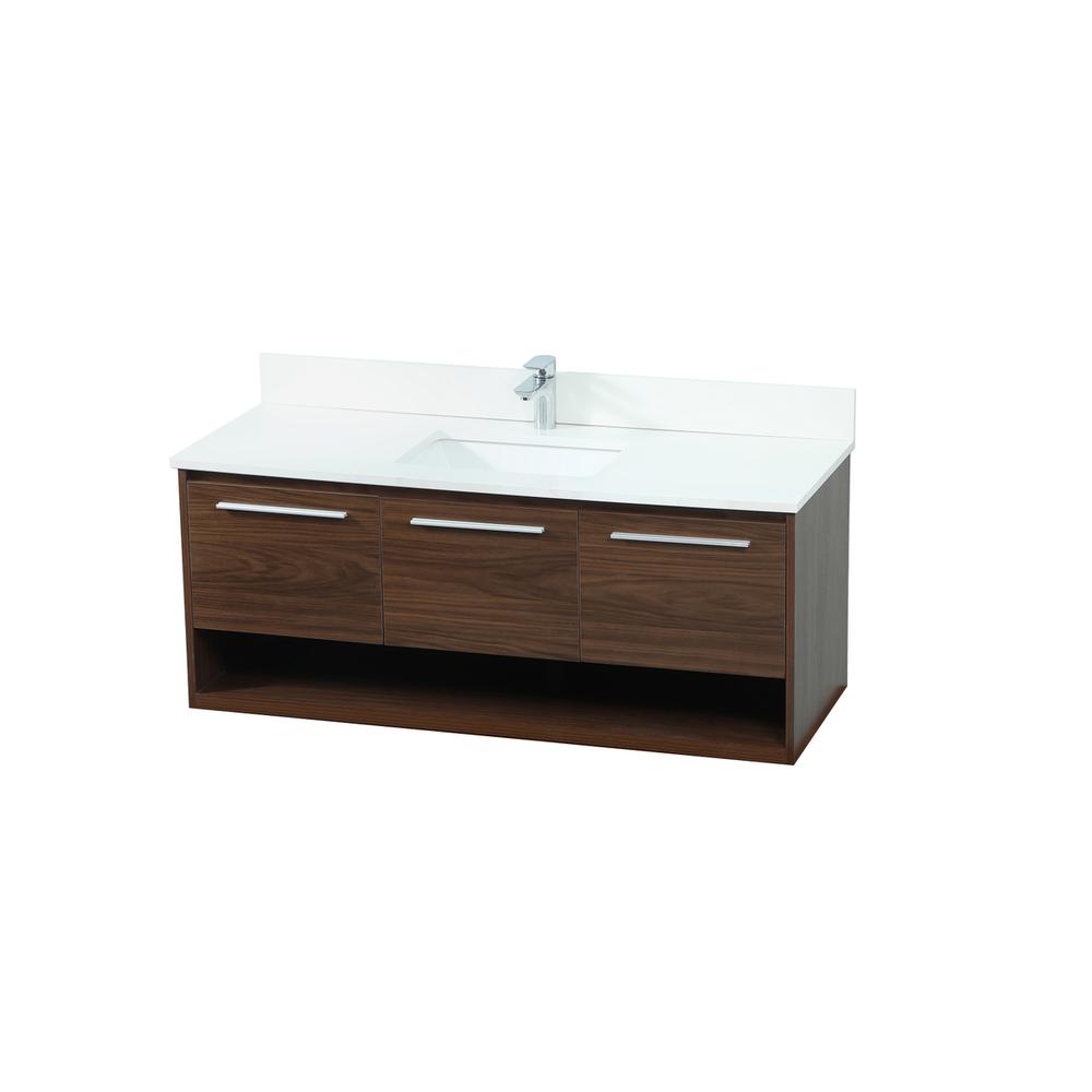 48 inch Single bathroom vanity in walnut with backsplash. Picture 8