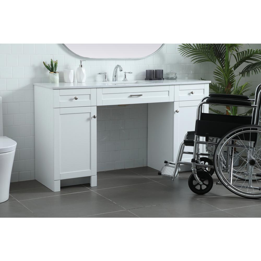 60 Inch ADA Compliant Bathroom Vanity In White. Picture 2