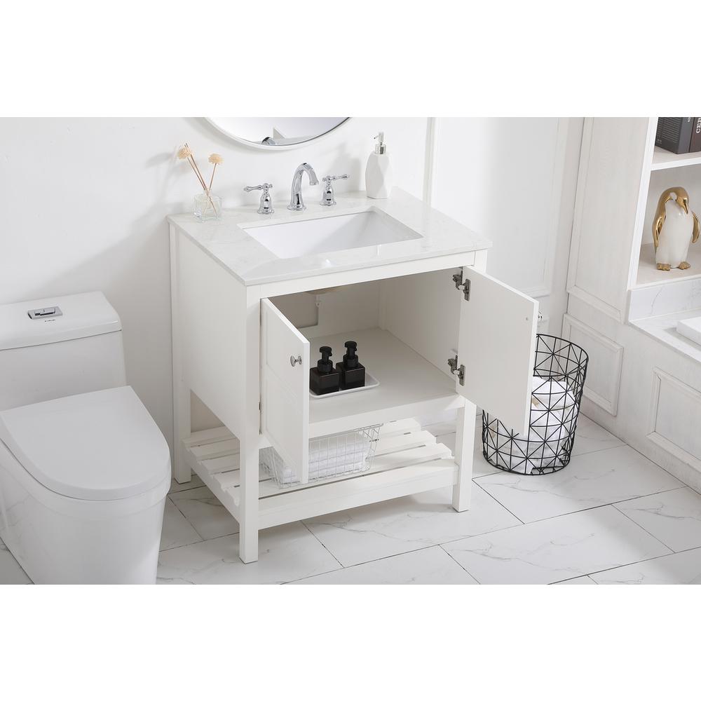 30 inch Single Bathroom Vanity in White. Picture 3