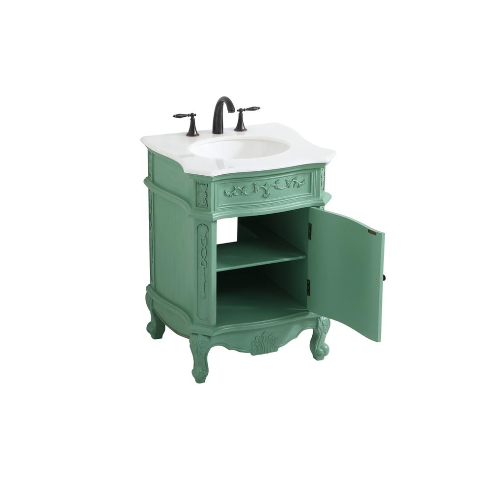 24 inch Single Bathroom vanity in vintage mint. Picture 9