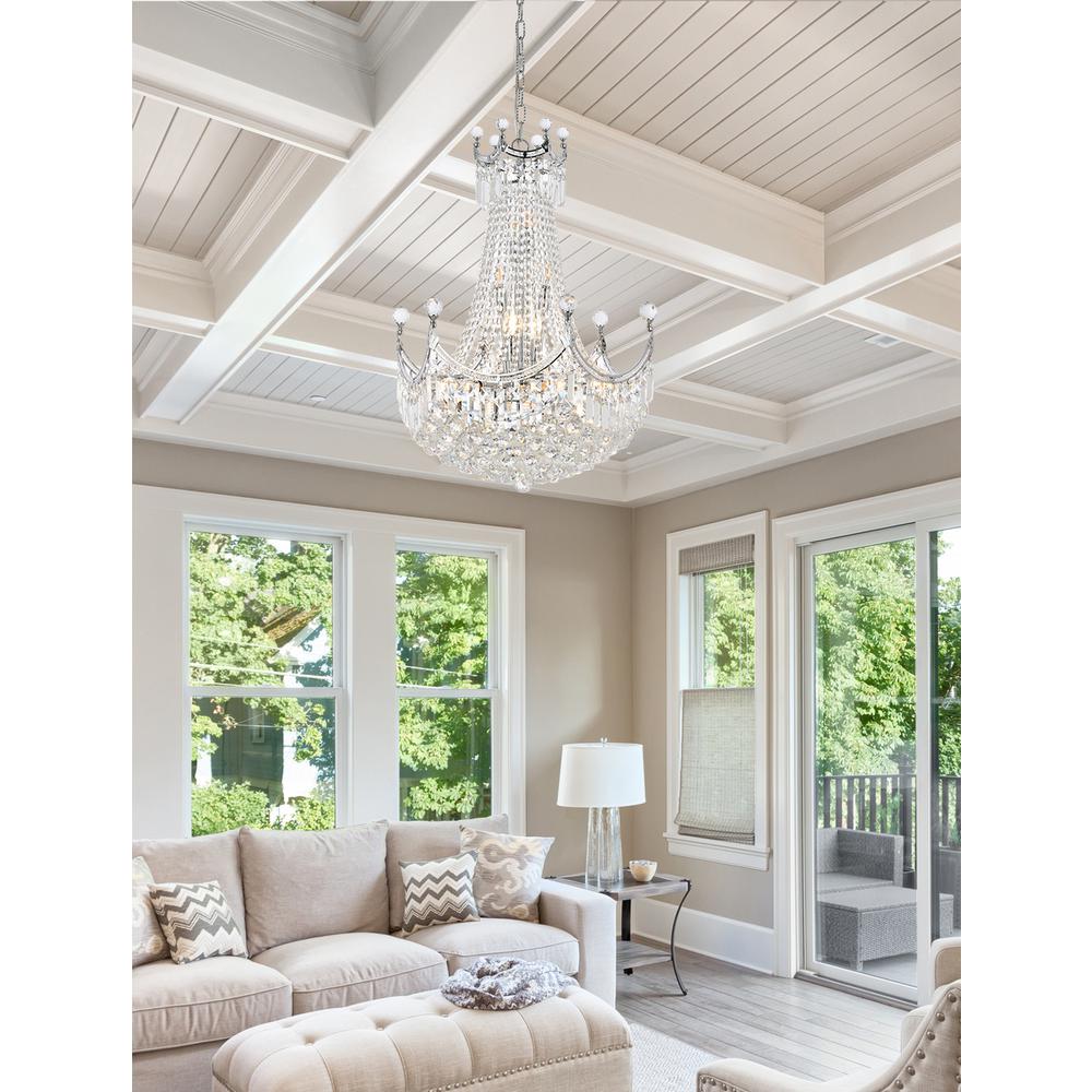 Corona 15 light Chrome Chandelier Clear Royal Cut Crystal. Picture 7